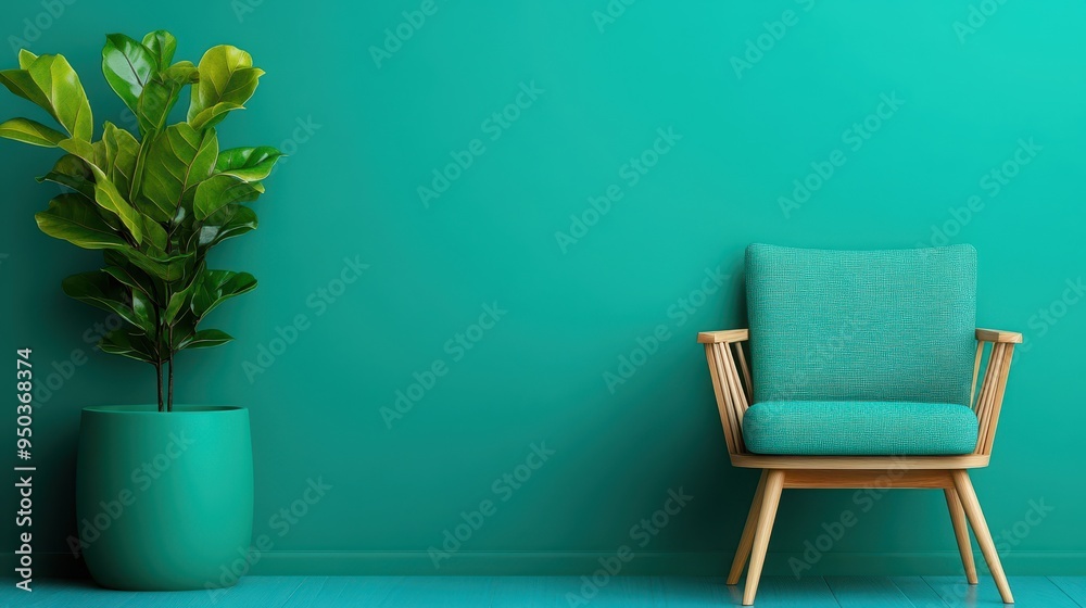 Stylish interior showcasing a teal wall, modern chair, and vibrant plant, perfect for contemporary decor inspiration. Stylish interior showcasing a teal wall, modern chair, and vibrant plant, perfect for contemporary decor inspiration.