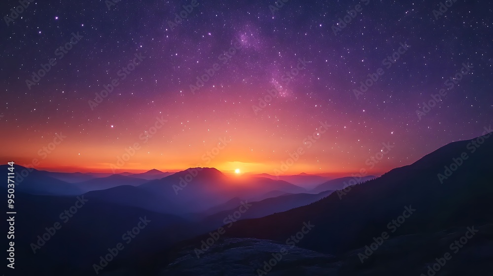 Starry Night Over Mountain Ranges Starry Night Over Mountain Ranges
