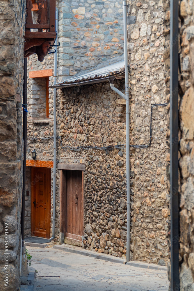Fototapeta premium Houses and streets in Cerler old Pirineos town, Huesca (Spain) 
