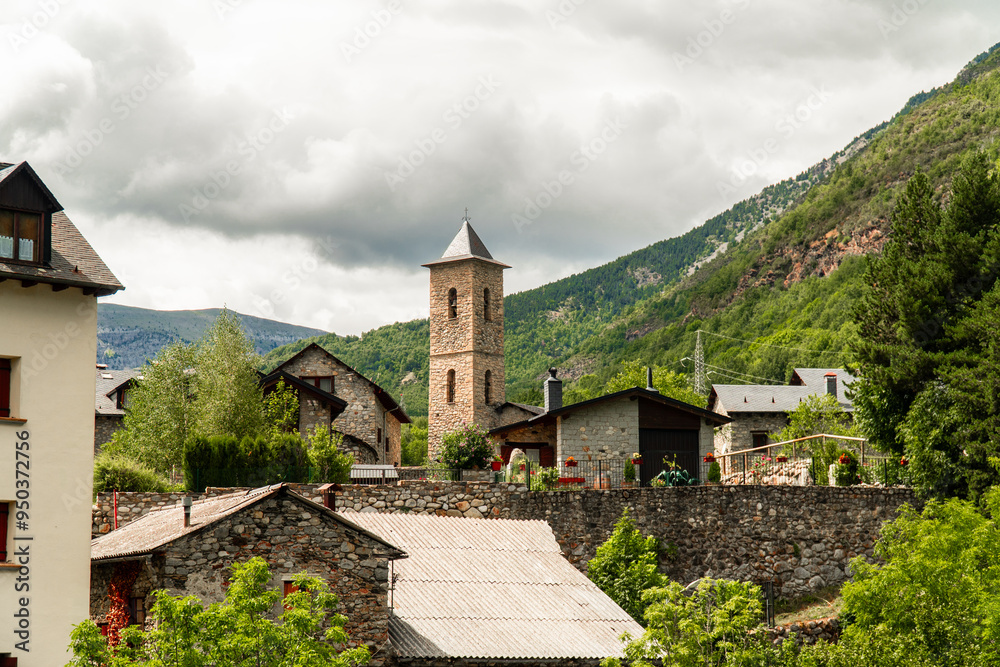 Landscape with Eriste old town on background, in Pirineos, Huesca (Spain) Landscape with Eriste old town on background, in Pirineos, Huesca (Spain)