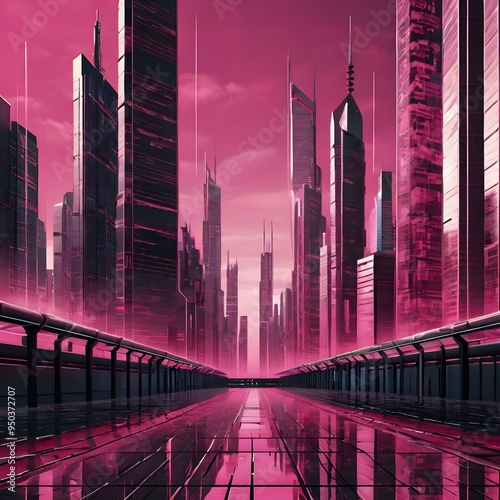 Matrix City In Pink Color