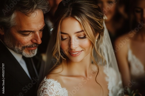 tearful bride embraced by family raw emotion captured in soft natural light delicate lace veil framing face intimate moment during outdoor ceremony