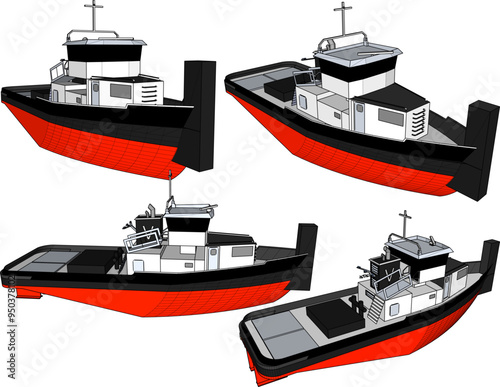 Vector sketch illustration of the design of a marine police patrol boat vehicle to maintain the security of water areas