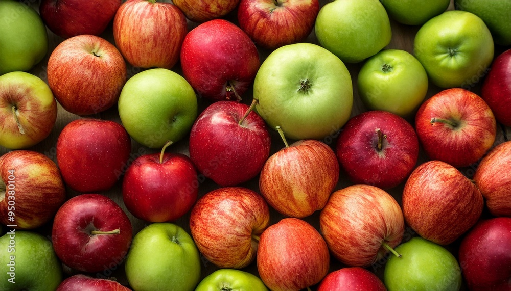 Red and green apples. Background of ripe apples. fresh or organic, food concept
