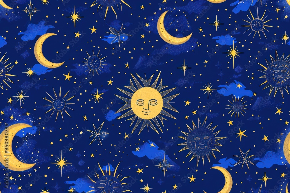 Celestial Night Sky Pattern Celestial Night Sky Pattern