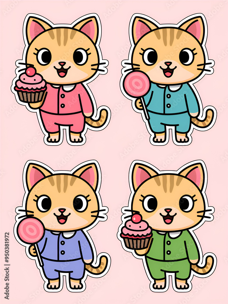  Kawaii Cat Sticker Collection – Adorable and Fun Decals, Perfect for Journals, Laptops, and More! Discover the Ultimate Kawaii Cat Art Pack Featuring Cute Designs,PNG stickerbook, generative ai