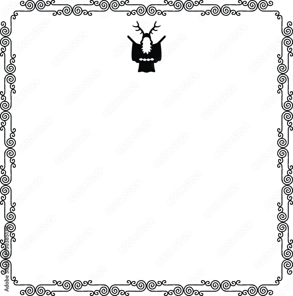 Square Frame - Celtic Curved Lines Border - Druid Silhouette Square Frame - Celtic Curved Lines Border - Druid Silhouette