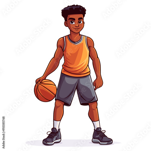 vector character basketball player on white background .Generative AI