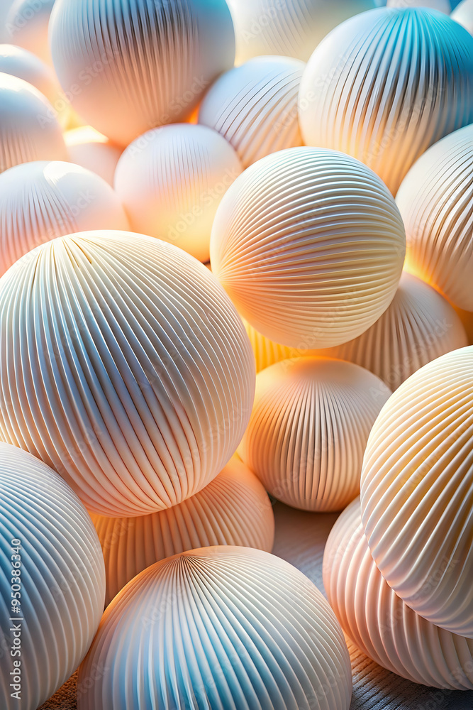 Luminous Harmony: A symphony of glowing, textured spheres, their intricate grooves catching the light in a captivating display of abstract beauty. Luminous Harmony: A symphony of glowing, textured spheres, their intricate grooves catching the light in a captivating display of abstract beauty.