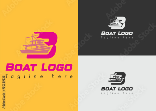 creative boat logo design template