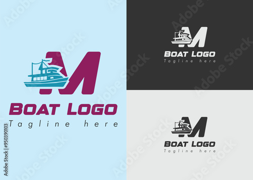 creative boat logo design template