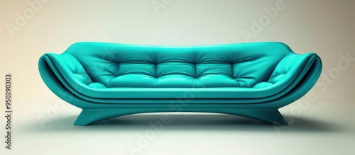 Eye-catching bright cyan couch with a futuristic design, presented neutrally.