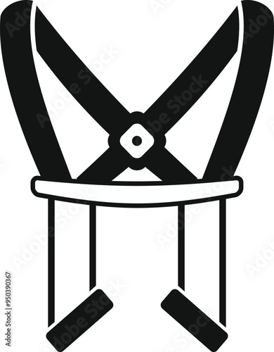 Simple black and white vector icon of a baby sling carrier, ideal for projects related to childcare, parenting, or baby products