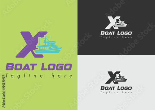 creative boat logo design template