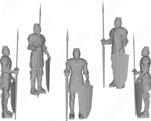Vector sketch illustration design of European knight with sword and shield of royal era