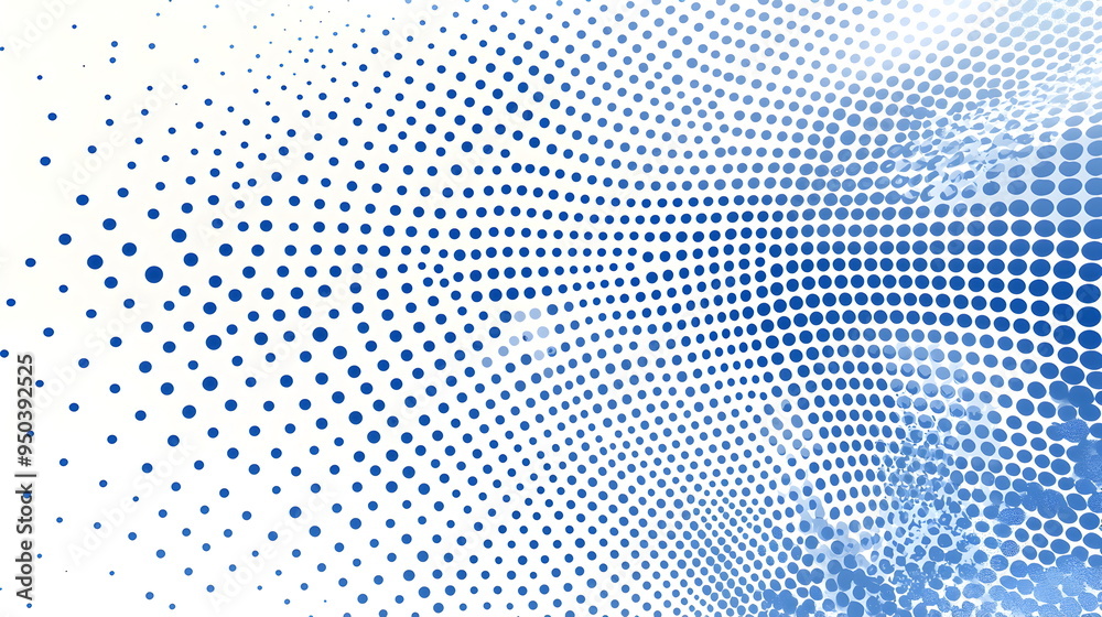 Abstract halftone pattern vector design in light blue dots, with blue ...