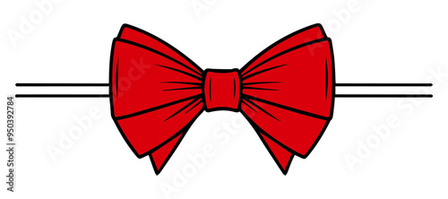 Red Bow Tie Vector Illustration. Isolated Elegant Fashion Accessory on Transparent or White Background for Formal Attire, Party Decorations, and Classic Menswear Design.