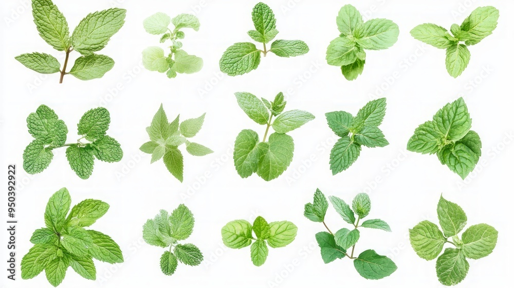 Mint leaves collection - Ready to use Premium PNG Cutout isolated image Mint leaves collection - Ready to use Premium PNG Cutout isolated image
