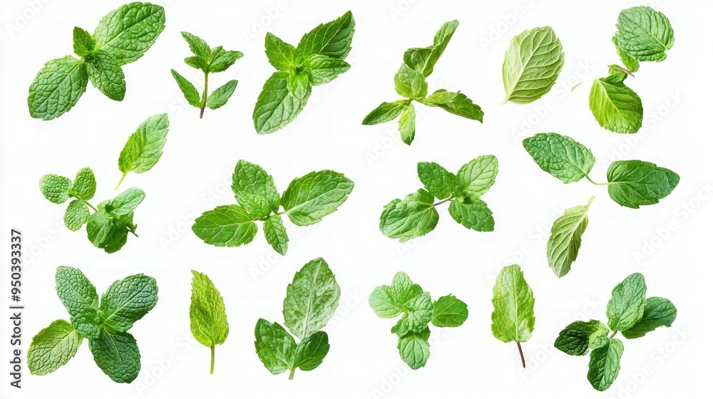 Mint leaves collection - Ready to use Premium PNG Cutout isolated image Mint leaves collection - Ready to use Premium PNG Cutout isolated image