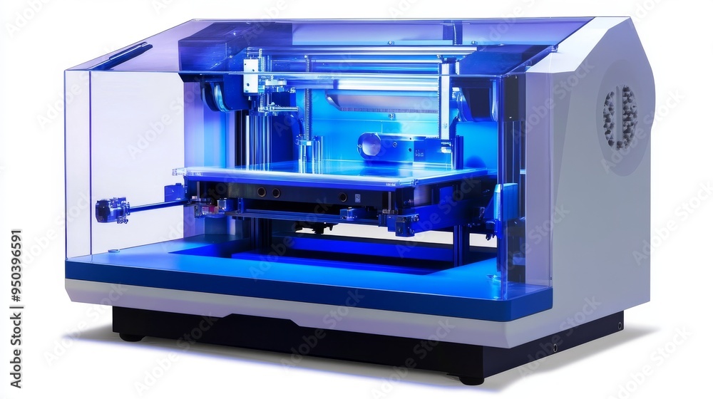 Industrial 3D Printer with Blue Light Illumination Industrial 3D Printer with Blue Light Illumination
