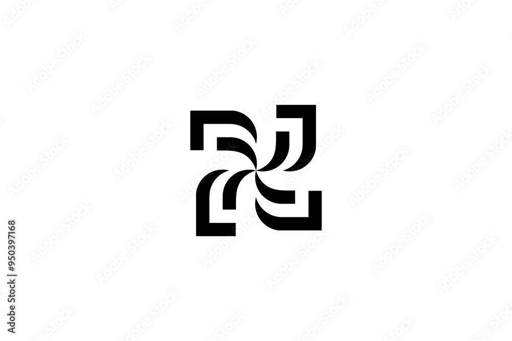 Modern black geometric shape logo. Conveys movement and connection. Perfect for tech, innovation, and futuristic brands. Clean and modern aesthetic. Modern black geometric shape logo. Conveys movement and connection. Perfect for tech, innovation, and futuristic brands. Clean and modern aesthetic.
