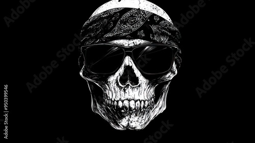 Skull Wearing Sunglasses and Bandana