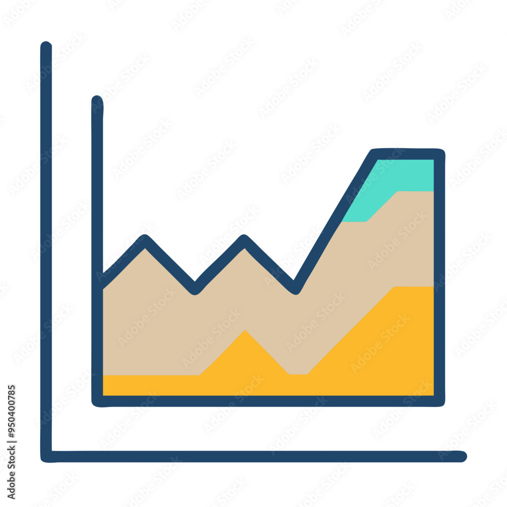 Stylized vector illustration of a line graph representing data trends and growth Stylized vector illustration of a line graph representing data trends and growth