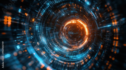 Wallpaper Mural Abstract Glowing Circle Digital Art - Futuristic Technology Design Torontodigital.ca