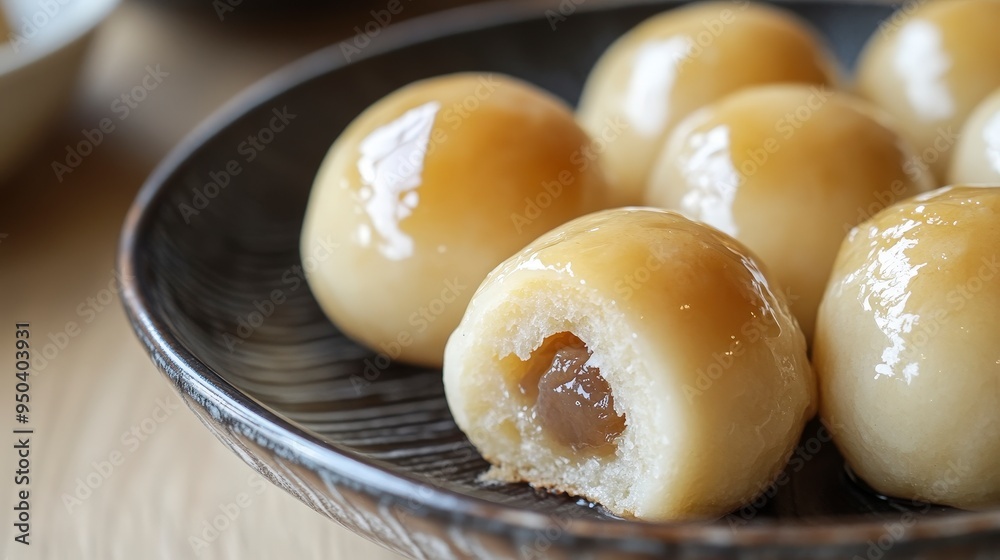Delectable Kuri Manju: Close-up of Sweet Chestnut Paste-Filled Buns on Neutral Background