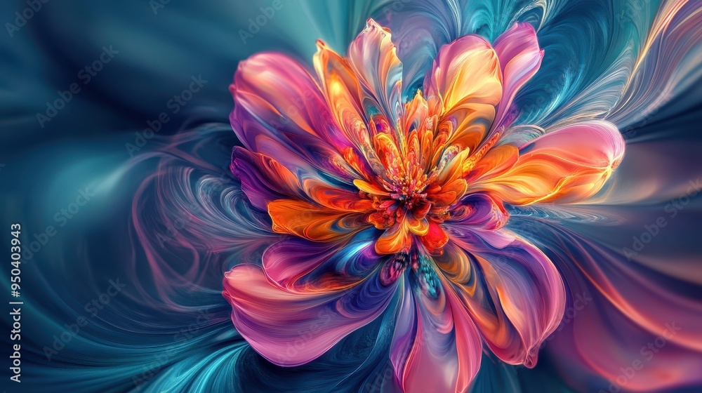 A Digital Abstract Rendering of a Flower in Bloom A Digital Abstract Rendering of a Flower in Bloom