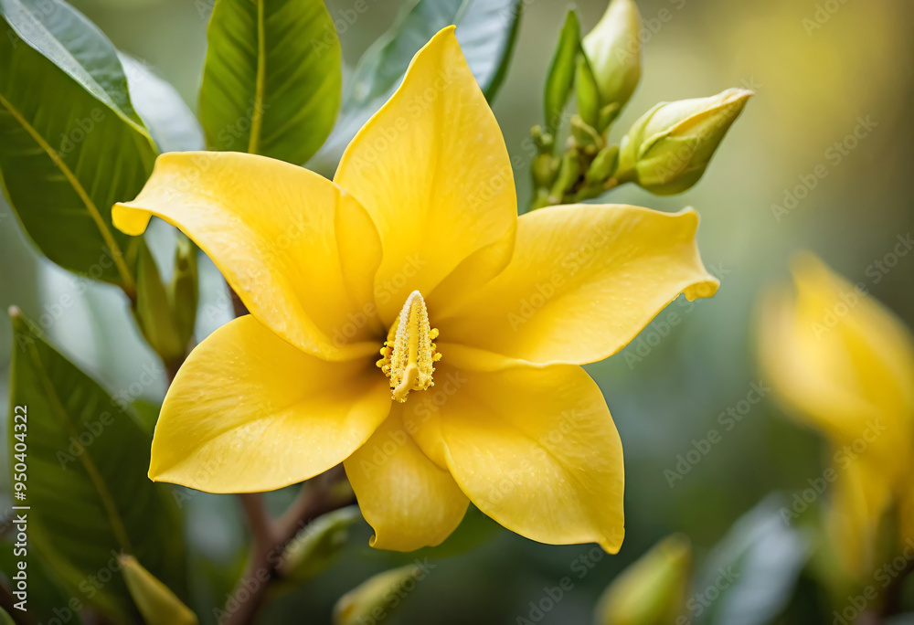 Fototapeta premium Yellow golden flowers and leaves