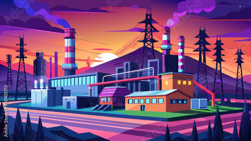 Power plant for Industrial at twilight