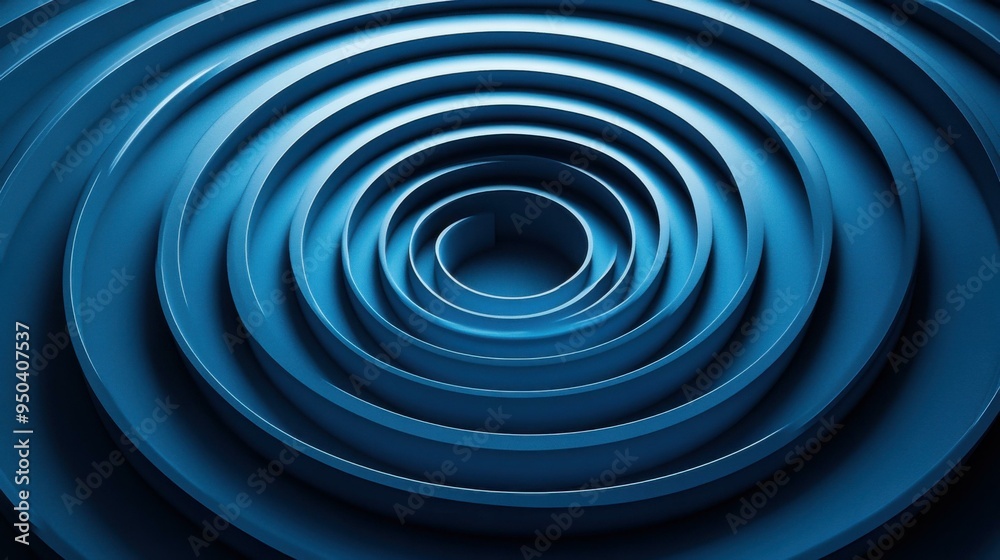 Abstract Blue Spiral Background - Geometric Shapes and Circular Pattern