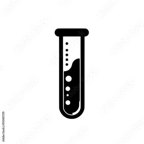 Simple Test Tube Vector with Liquid and Bubbles