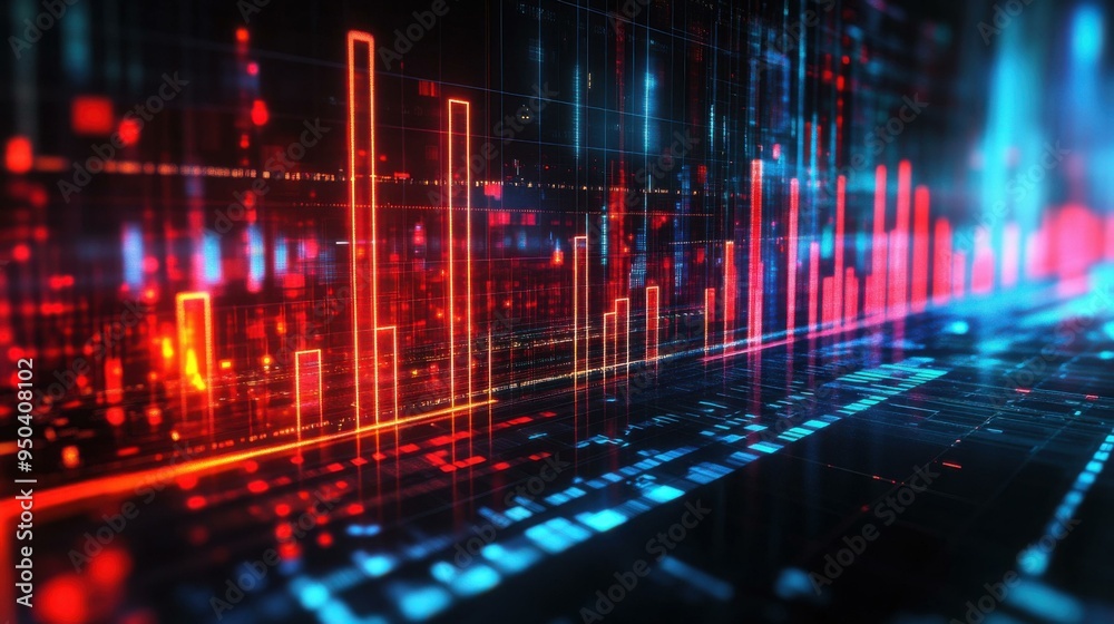 Abstract Futuristic Digital Art: Glowing Neon Grid Abstract Futuristic Digital Art: Glowing Neon Grid
