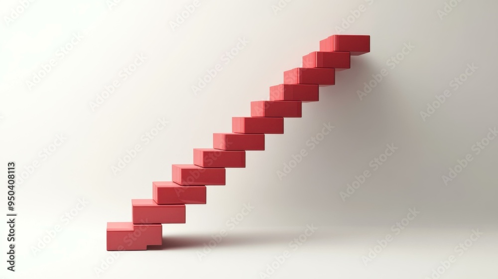 Abstract Red Staircase: Minimalist Art and Growth Concept Abstract Red Staircase: Minimalist Art and Growth Concept