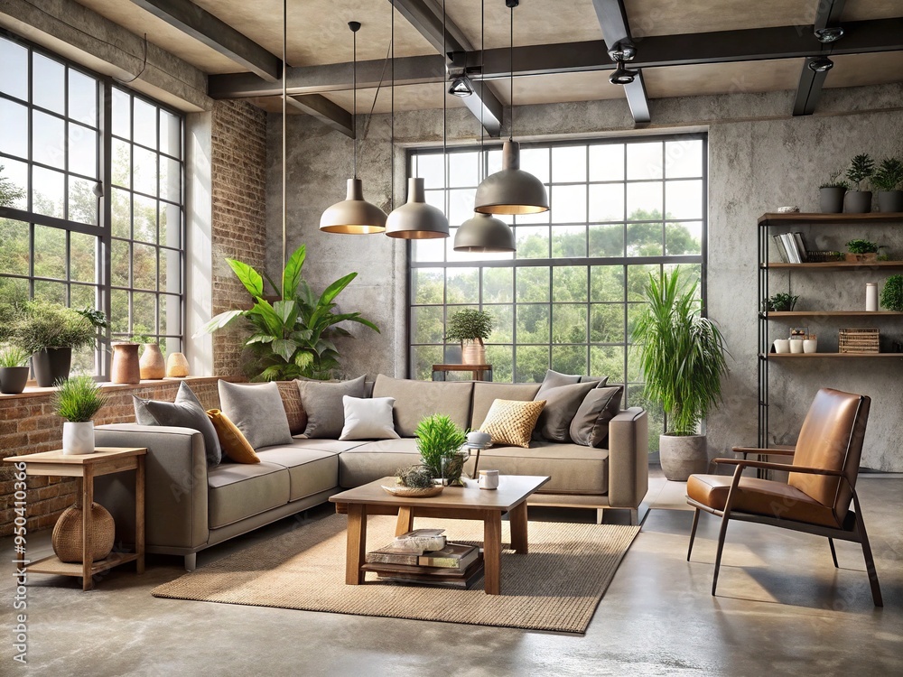 Fototapeta premium Muted natural hues infused with industrial accents