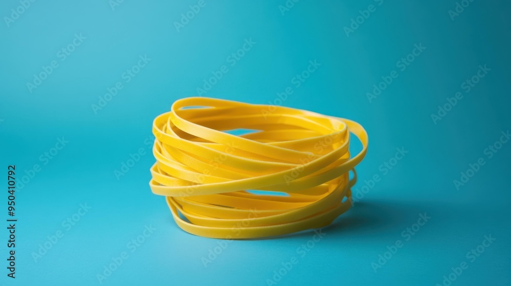 Abstract Rubber Band Sculpture on Blue Background Abstract Rubber Band Sculpture on Blue Background