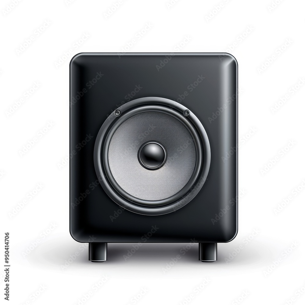 A black speaker with a white background A black speaker with a white background