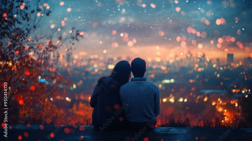 Romantic Silhouette Under a Starry Night Sky Romantic Silhouette Under a Starry Night Sky