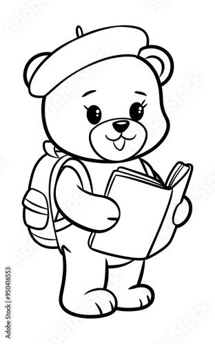 bear and book coloring