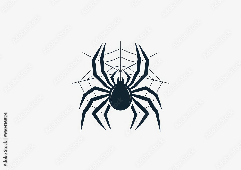 Spider on the background of a spider web. Sticker. Print design. Halloween spider poster. Vector illustration. Spider on the background of a spider web. Sticker. Print design. Halloween spider poster. Vector illustration.