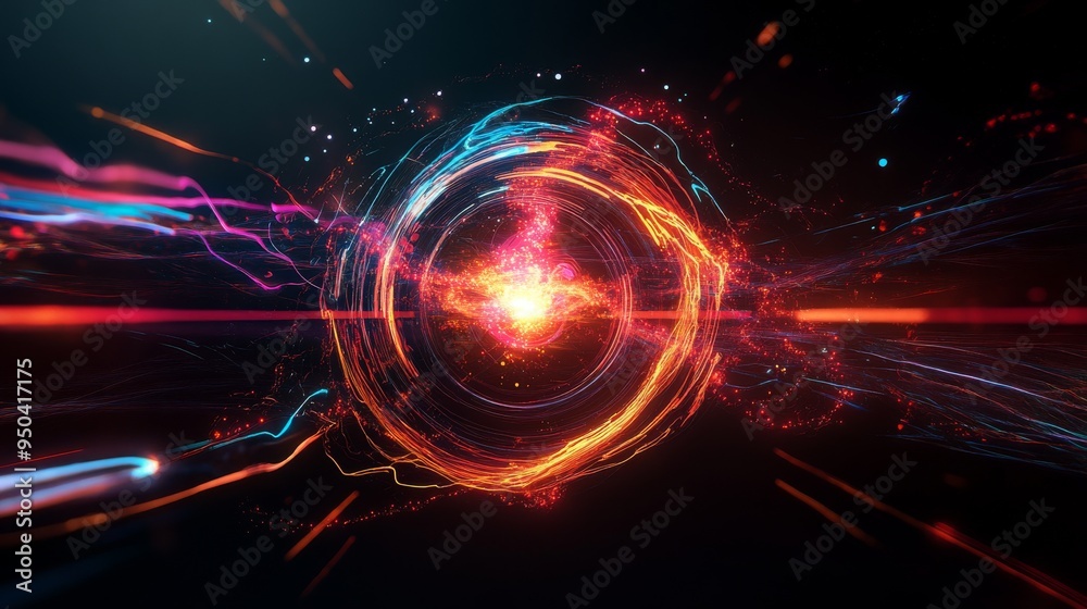 Fototapeta premium 3D vortex with music notes , Abstract 3D background with music , Dynamic 3D music visualization , Unique 3D design with music symbols