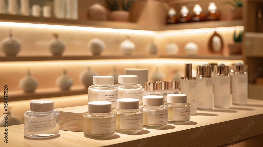 Essential Oils Display in a Spa or Wellness Store Essential Oils Display in a Spa or Wellness Store