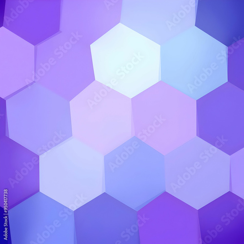 Geometric background with smooth gradient hexagons in cool purple and blues