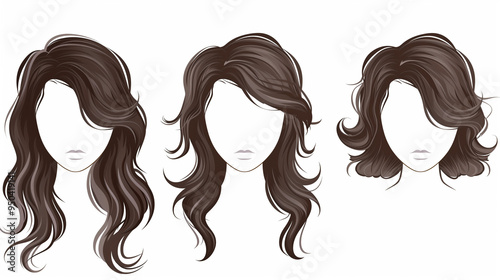 Set of Stylish Hair Wig Illustration on White Background