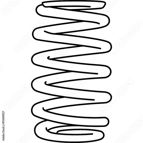 Steel or metal coil spring, isolated on white background. Mechanical device for the industrial market.