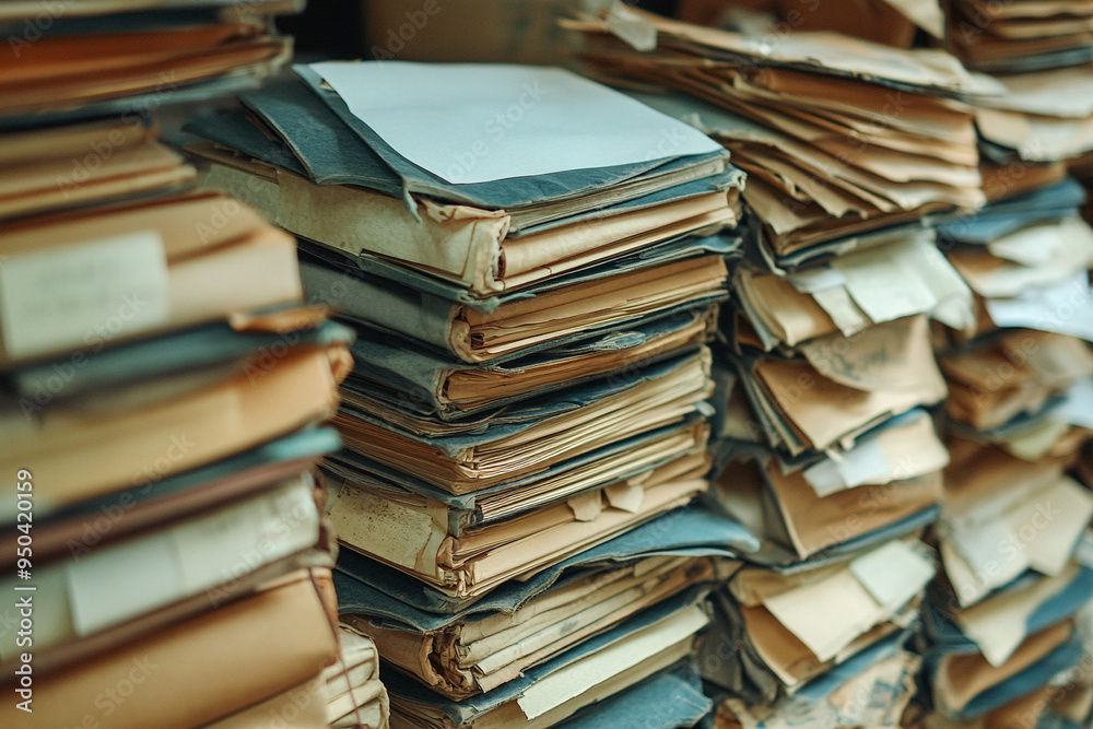 Old archive books. A large number of old books in archive on the shelves. Old archive books. A large number of old books in archive on the shelves.
