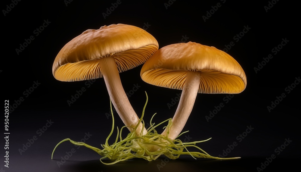 mushrooms on a black background mushrooms on a black background