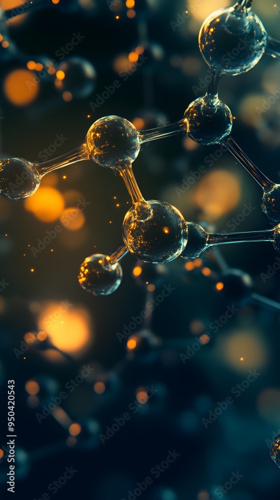 Molecular Bonding: Close-up of molecular structures bonding, with glowing.
Molecular Bonding: Close-up of molecular structures bonding, with glowing.